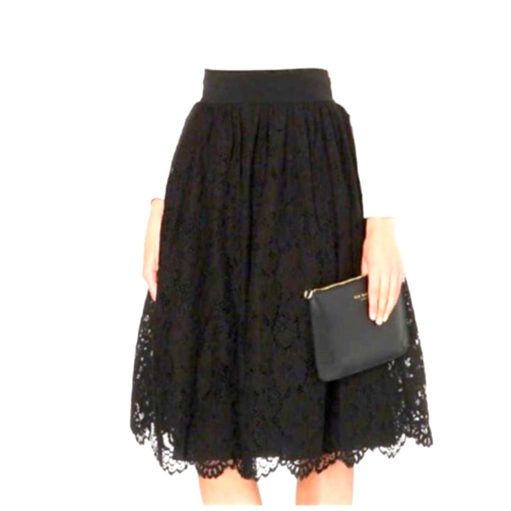 Ted Baker London Black Full Lace Midi Skirt